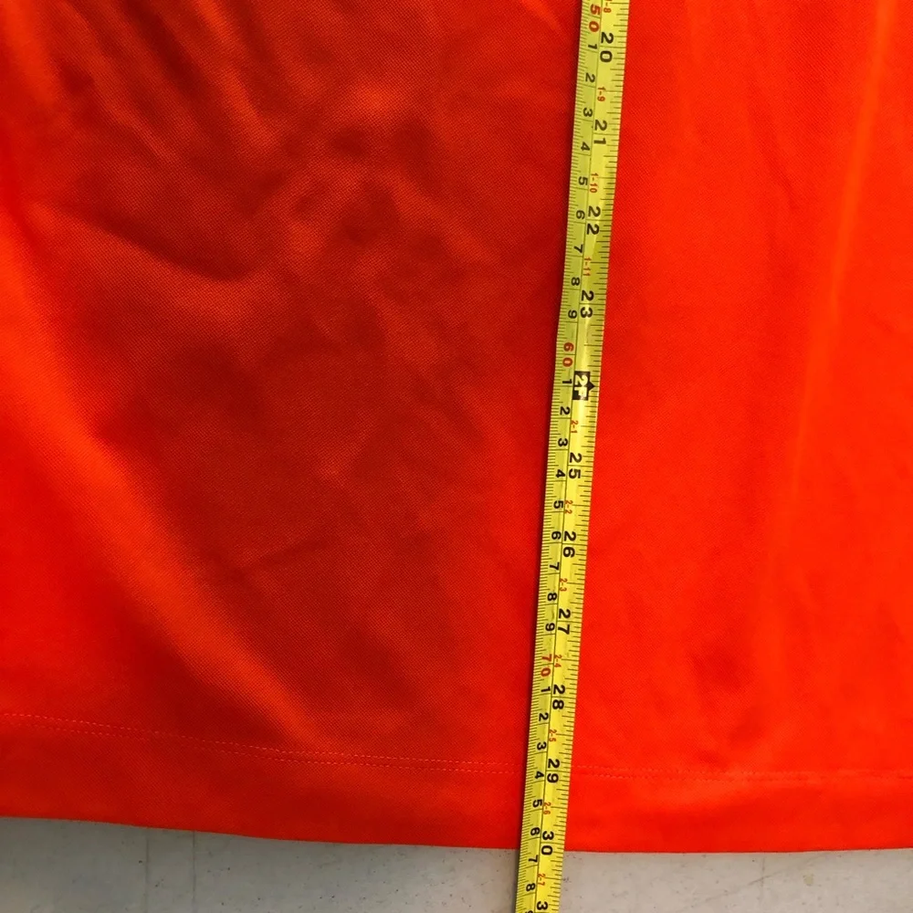 Nike Golf Mens Size Large Orange Dri-Fit Polo Shirt Short Sleeve Wallstreet Logo